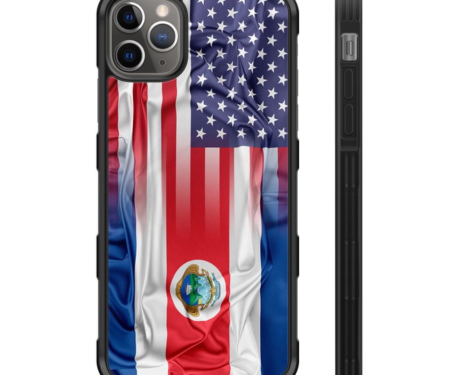 Costa Rican American Flag iPhone Hybrid Rubber Protective Case Costa Rica US