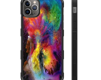 Native American Psychedelic Headdress iPhone Galaxy Note Protective Hybrid Rubber Phone Case