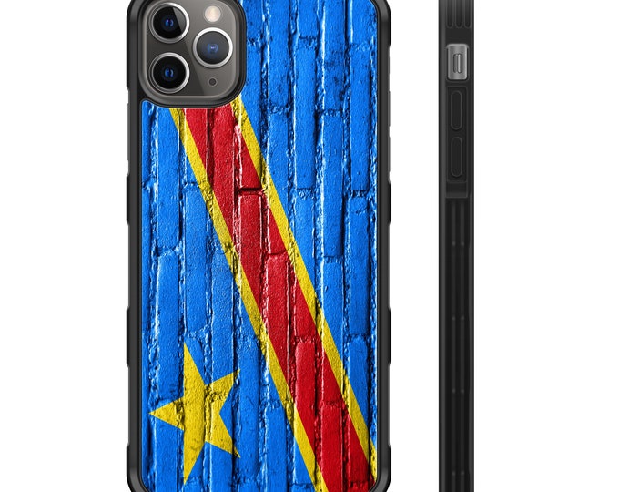 Flag of Democratic Republic of Congo Congolese Brick Wall iPhone Hybrid Rubber Protective Case