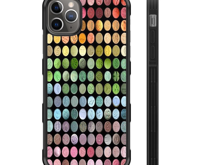 Ecstacy Pills Trippy Psychedelic iPhone Galaxy Hyper Shock Protective Rubber Phone Case