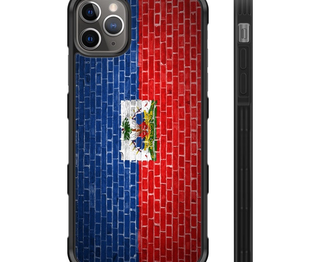 Haitian Flag Brick Wall iPhone Hybrid Rubber Protective Case