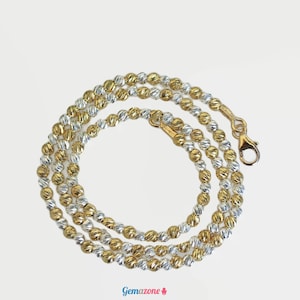 2.50mm Gold Silver Beaded Necklace / Tiny Beads Choker Necklace / Yellow Gold Plated Sterling Silver Seed Beads Necklace