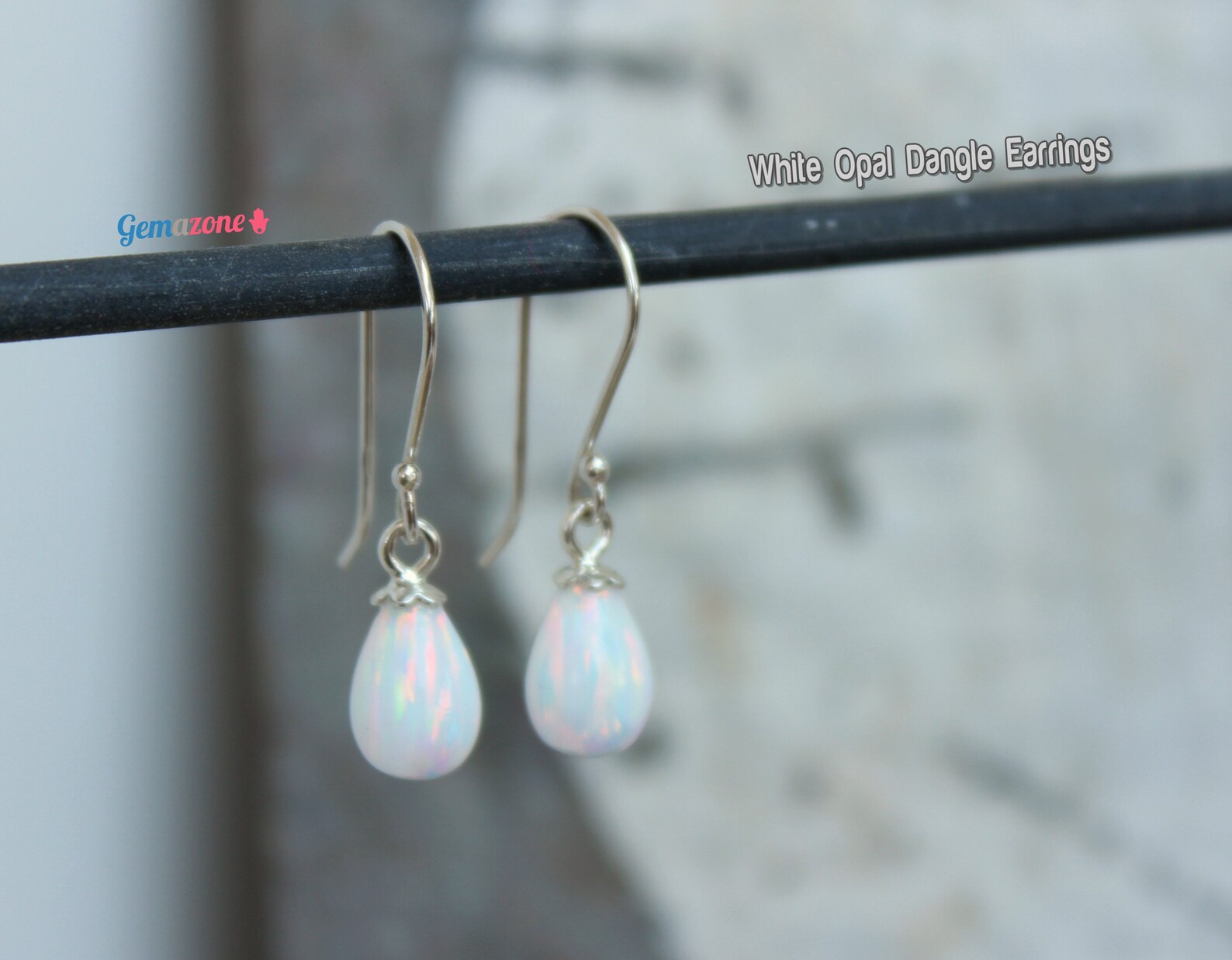 Elegant White Opal Drop Earrings main image 1