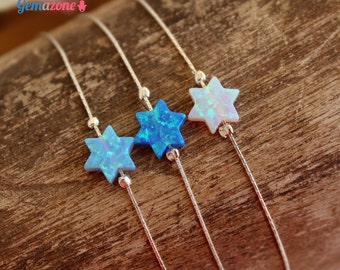 Star of David Opal Bracelet / Magen David Bracelet / Color to Choice / Sterling Silver Jewelry