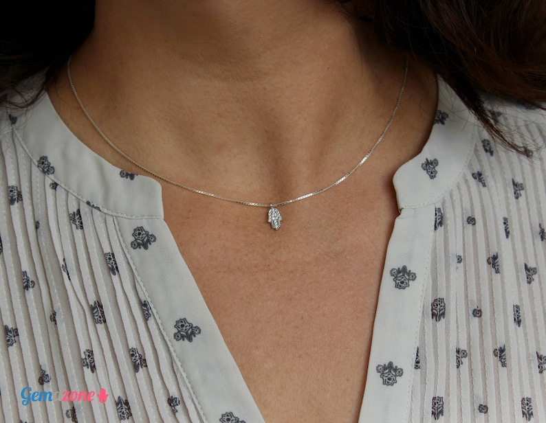 Hamsa Hand Necklace Evil Eye Protection Necklace Hamsa Charm Pendant Sterling Silver Jewish Jewelry