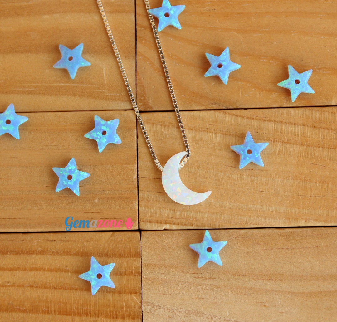 White Opal Crescent Moon Necklace / Sterling Silver La Luna Pendant - Etsy