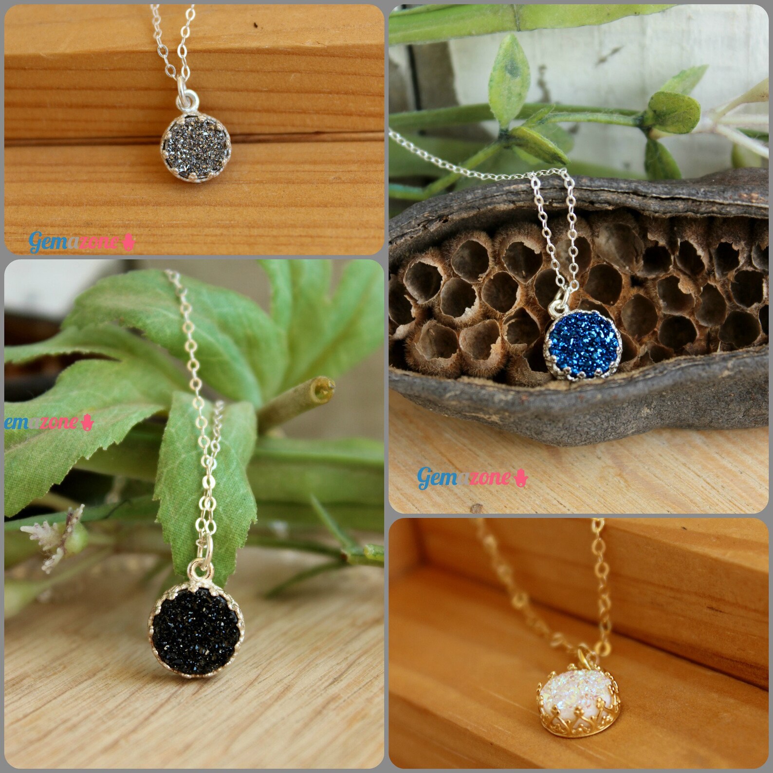 Blue Druzy Pendant Necklace / Single Stone Quartz Jewelry / Etsy