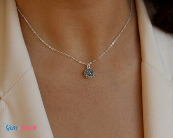 Silver Druzy Pendant Necklace / Sterling Silver Chain / AAA Quality