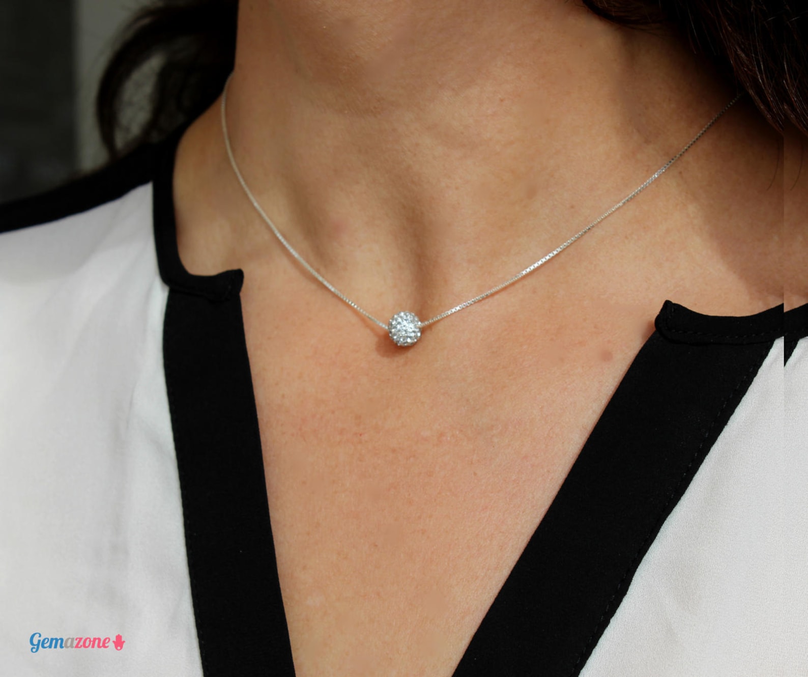 Slide Ball Pendant Necklace / Rhinestone Choker Necklace / Etsy