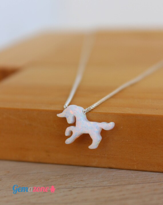Unicorn Opal Necklace White Opal Unicorn Pendant Choker Unicorn Jewelry Sterling Silver Etsy Canada