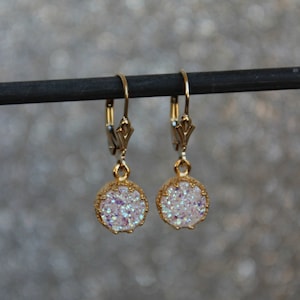 White Druzy Earrings / Druzy Drop Earrings / Druzy Jewelry / Faux Druzy Drusy / Gold Filled or Sterling Silver