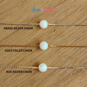 5MM Single Bead Opal Necklace / White Opal Ball Choker Necklace / Gold Filled or Sterling Silver / Dainty Charm Necklace