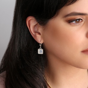 Rainbow Moonstone Earrings / Natural Gemstone Drop Earrings / Sterling Silver or Gold Filled Jewelry / June Birthstone Jewelry