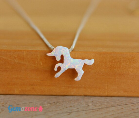Unicorn Opal Necklace White Opal Unicorn Pendant Choker Unicorn Jewelry Sterling Silver Etsy Canada