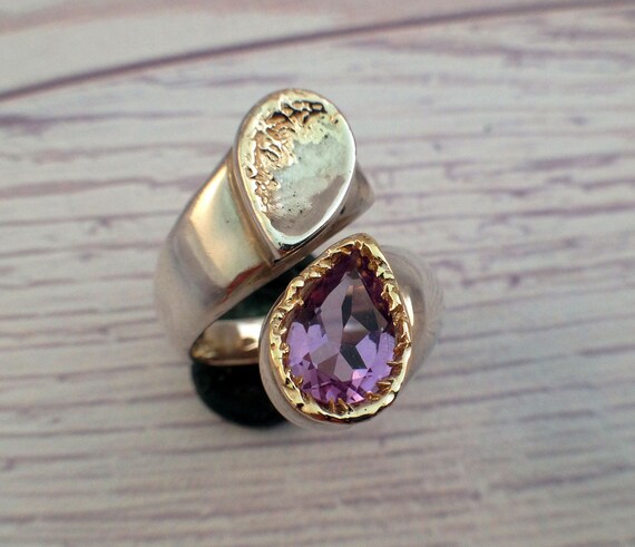 Gemstone Ring / Natural Amethyst Ring / Statement Ring / | Etsy