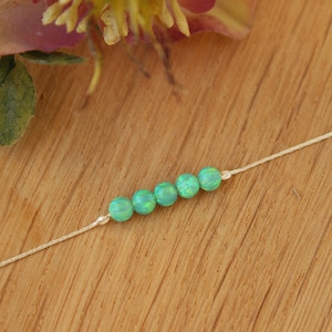 Opal Beads Bracelet / Delicate Green Opal Bracelet / Sterling Silver Braclet / Opal Jewellery