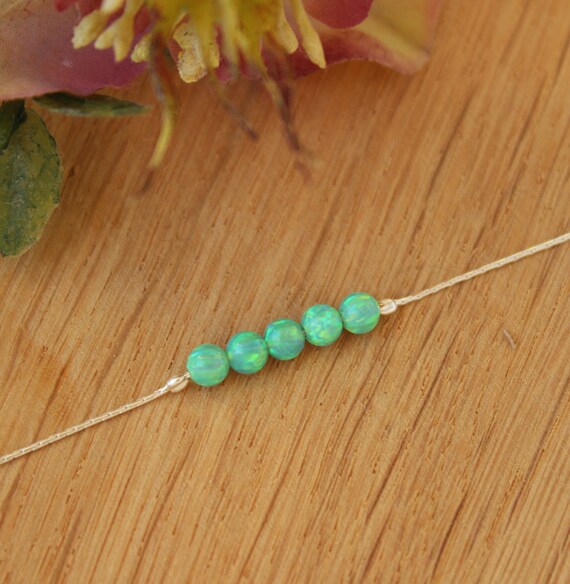 Opal Beads Bracelet Delicate Green Opal Bracelet Sterling