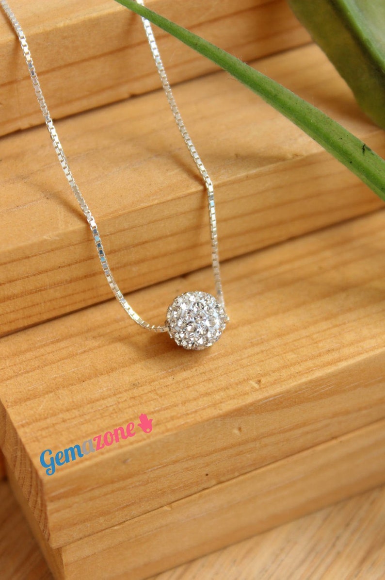 Slide Ball Pendant Necklace / Rhinestone Choker Necklace / Etsy