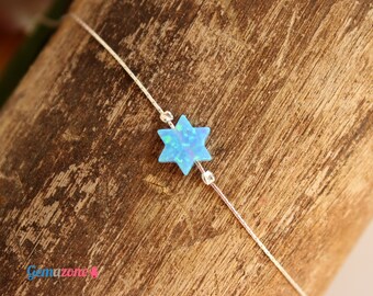 Star of David Bracelet / Blue Opal Sterling Silver Jewelry