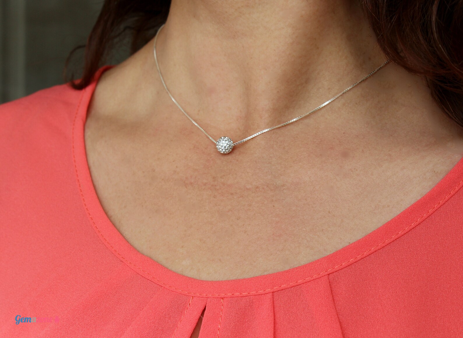 Slide Ball Pendant Necklace / Rhinestone Choker Necklace / Etsy