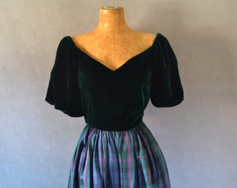 Velvet and Plaid Party Dress