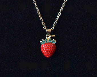 Strawberry Pendant and Necklace