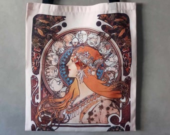 Double Sided Tote Bag with Vintage Print