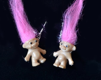 Troll with Pink Hair Earrings