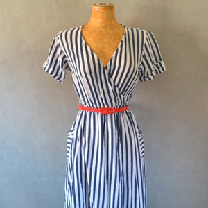 Short Sleeve Striped Dress with Pockets