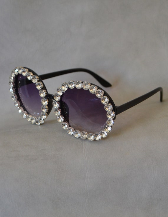 Sunglasses with Crystal Rim Detail