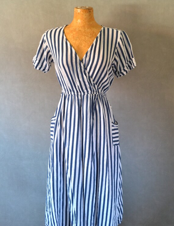 Short Sleeve Striped Dress with Pockets - image 4