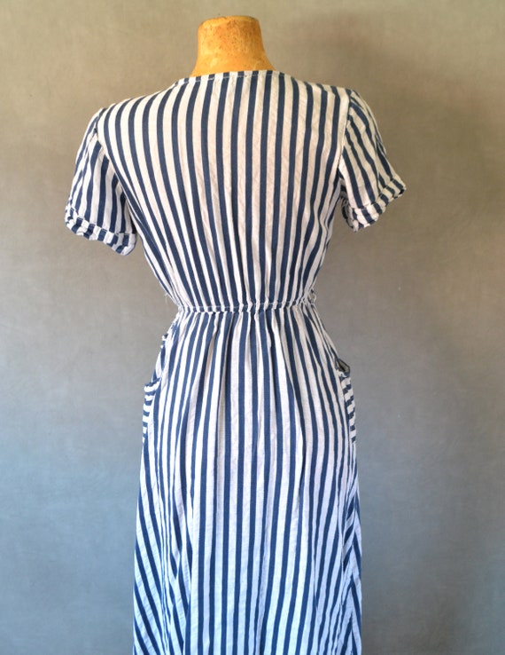 Short Sleeve Striped Dress with Pockets - image 2