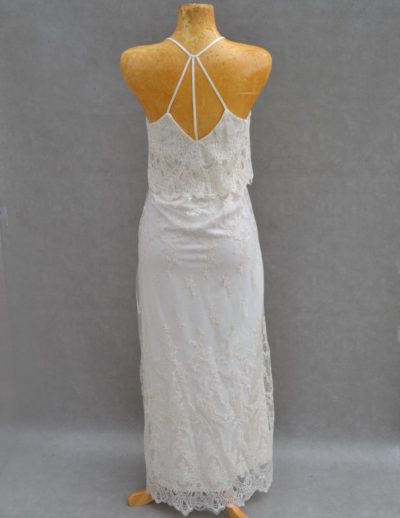 Beautiful White Lace Halter Dress with Unique Back Detail