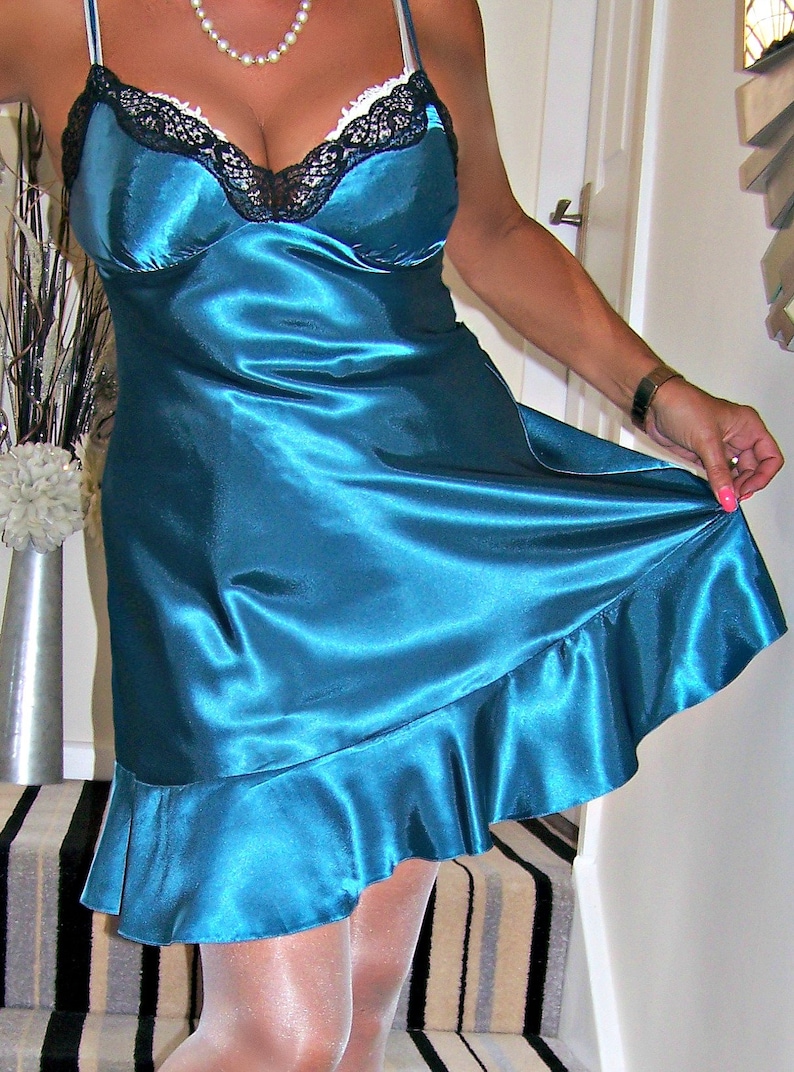 blue satin slip