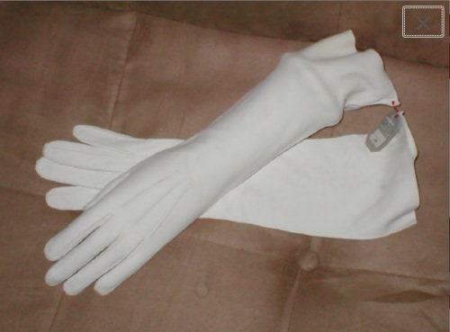 Vintage Aris Lavaris witte lederen handschoenen met blauw en wit geborduurd detail Accessoires Handschoenen & wanten Rijhandschoenen 
