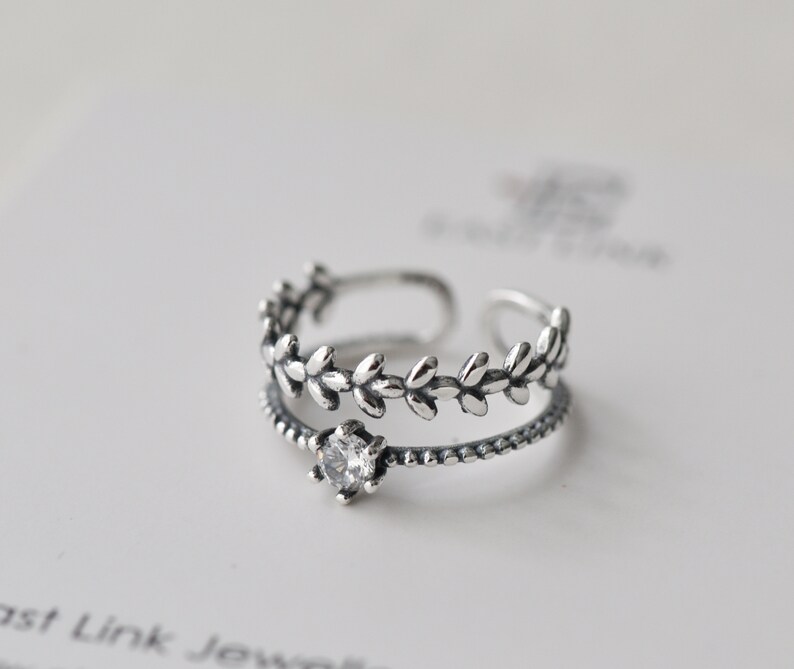 925 sterling silver leaves ring leaf stacking ring silver branch ring vine ring band ring size adjustable gift by East Link Jewellery