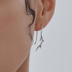 Sterling silver antlers earrings drop earrings womens earrings gift image 2