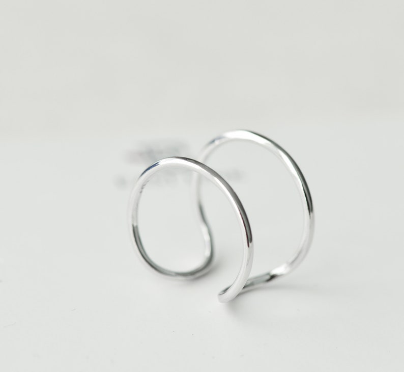 925 sterling silver double band ring stacking ring silver size adjustable gift by East Link Jewellery