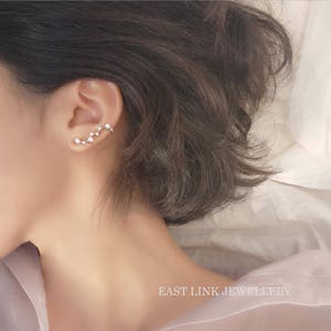 Pendientes trepadores de plata de ley, pendientes trepadores de estrella de cristal, pendientes de osa mayor, pendientes de boda, pendientes de galaxia, pendientes de mujer