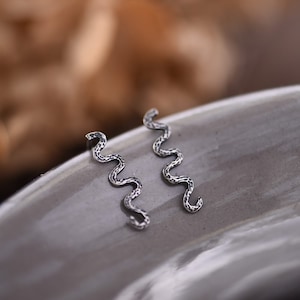925 sterling silver snake ear climbers snake earrings by East Link Jewellery