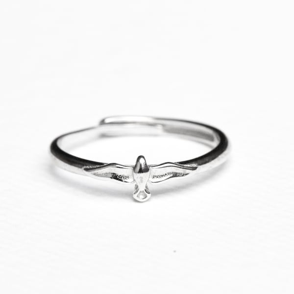 Sterling silver bird ring dainty ring size adjustable by East Link Jewellery