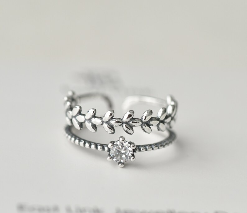 925 sterling silver leaves ring leaf stacking ring silver branch ring vine ring band ring size adjustable gift by East Link Jewellery