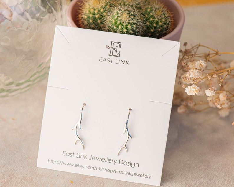 Sterling silver antlers earrings drop earrings womens earrings gift image 4