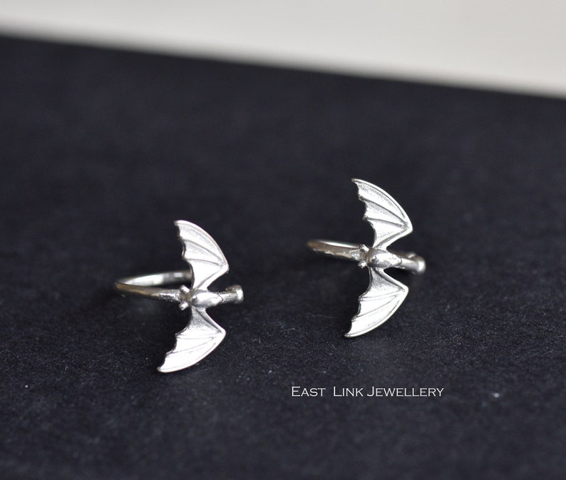 Sterling silver bat ear cuff silver ear cuff earrings pair womens earring by East Link Jewellery