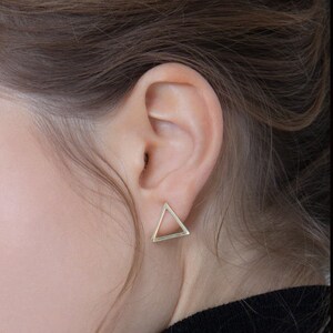 925 sterling silver gold plated triangle earrings geometry stud earrings womens earrings gift