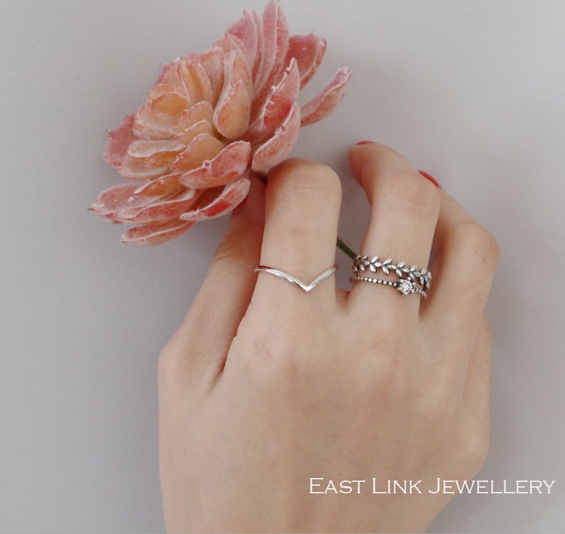 925 sterling silver leaves ring leaf stacking ring silver branch ring vine ring band ring size adjustable gift by East Link Jewellery