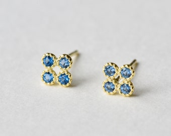 Mini dainty lucky clover earrings sterling silver gold plated cz earrings womens gift by East Link Jewellery