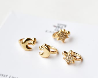 Gold plated crescent ear cuffs crescent earrings star ear cuffs snowflake ear cuffs earrings womens earrings by East Link Jewellery