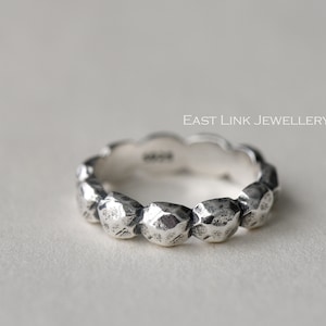 925 sterling silver rock ring rock shaped ring band ring for women vintage style womens gift by East Link Jewellery