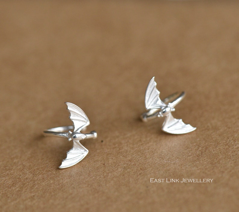 Sterling silver bat ear cuff silver ear cuff earrings pair womens earring by East Link Jewellery